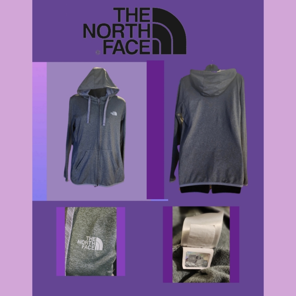 THE NORTH FACE GRAY ZIP FRONT HOODIE - Picture 1 of 6